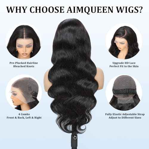 13x6 Lace Front Wigs Human Hair 200 Density Body Wave Lace Front Wigs Human Hair Pre Plucked 12A Glueless Wigs for Women HD Lace Frontal Wigs 20 Inch Natural Color