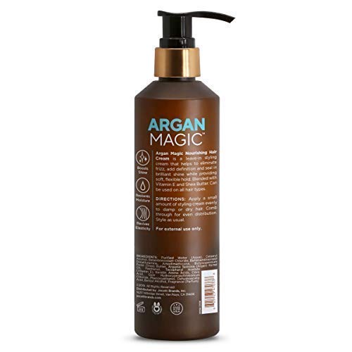 Argan Magic Nourishing Hair Cream - Hydrates, Conditions, and Eliminates Frizz for All Hair Types | Seals in Shine | Made in USA, Paraben Free, Cruelty Free (8.5 oz / 2 Pack)