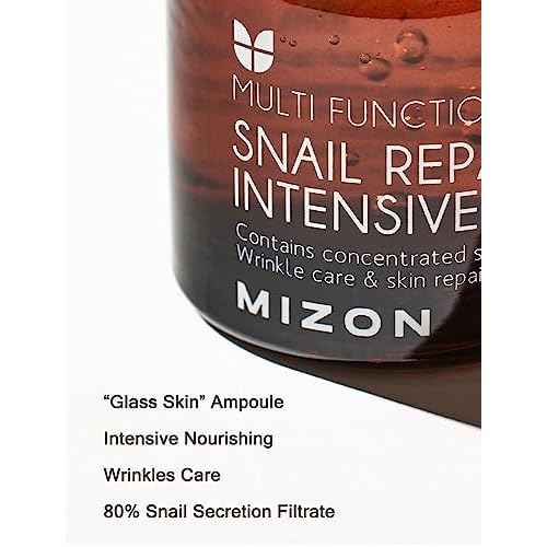 MIZON Full Korean Skincare Set Allin1 Snail Repair Cream Snail Repair Intensive Ampoule Snail Repairing Foam Cleanser and Snail Repair Eye Cream Stocking Stuffers Chirstmas Gift