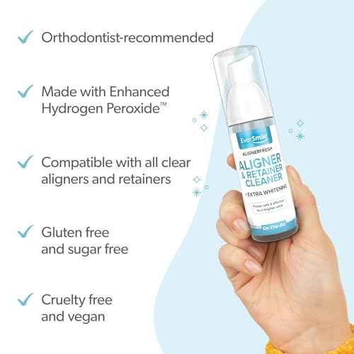 EverSmile AlignerFresh Extra Whitening Foam ? Cleaner Compatible w/Invisalign and All Clear Aligners and Retainers ? Eliminates Bacteria, Whitens Teeth, Fights Bad Breath ? 50ml (4 Pack)