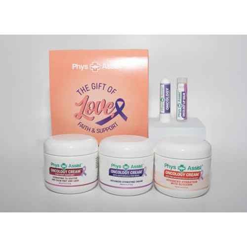 PhysAssist Bundle Oncology Kit - Comfort Kit For Chemo Patients. Essentials for Face, Body & Feet. Includes Oncology Botanicals, Recovery and Foot Support. (3-4 oz), lip balm and nausea inhaler