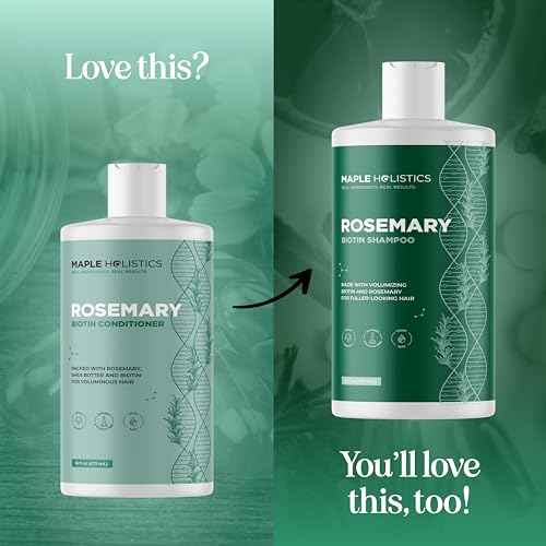 Biotin Rosemary Conditioner for Thinning Hair - Vegan Rosemary Biotin Conditioner with Volumizing Plant Proteins & B Vitamins for Fine Weak & Dull Hair - Sulfate Paraben & Silicone Free (16 Fl Oz)