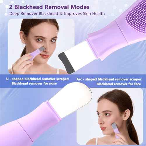 Silicone Face Scrubber Black Head Remover Tool Mask Applicator Spatula-for Deep Cleansing Blackheads Remover Makeup Residue Removal Facial Exfoliating Massaging Skin Care (Purple)