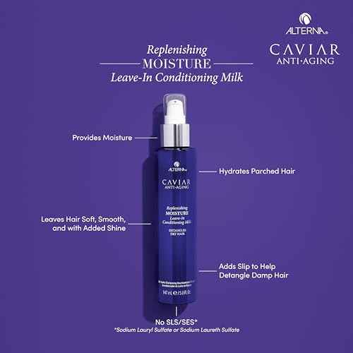 Alterna Haircare CAVIAR Anti-Aging Replenishing Moisture Leave-in Conditioning Milk, 5 Fl Oz | Detangles Dry Hair | Sulfate Free, Paraben Free