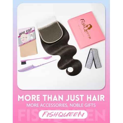 Body Wave Human Hair 5x5 HD Swiss Lace Closure Only 0.095mm Ultra-Thin Invisible Bleached Knots Frontal HD Lace Closure Pre-Plucked Skinlike Brazilian Raw Human Hair(5x5 Natural Black 20 Inch)
