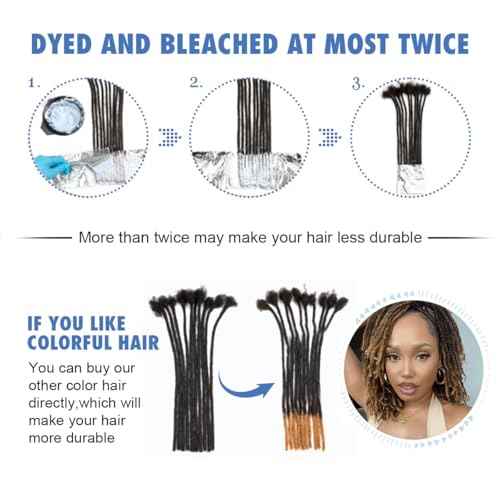 12 inch Loc Extensions Human Hair, 50 Strands Permanent Dreadlock Extensions Human Hair 0.4cm Width 100% Full Handmade Dreads Can Be Dyed and Bleached(black)