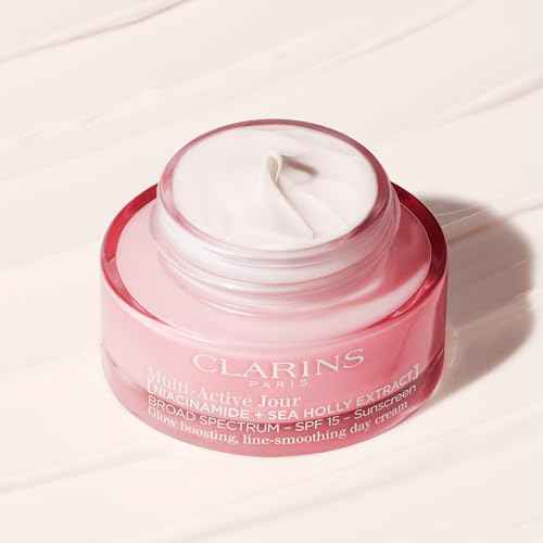 Clarins NEW Multi-Active Day Cream SPF 15 with Niacinamide | Smooth Fine Lines | Visibly Tighten Pores | Even Tone and Texture | Boost Glow | Strengthen Moisture Barrier | All Skin Types | 1.7 Ounces