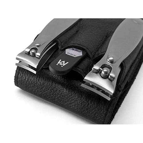 GERMANIKURE 3pc Travel Manicure Set - FINOX Stainless Steel Tools Handmade in Solingen Germany: Fingernail Clipper, Toenail Clipper, Glass Nail File in Leather Case