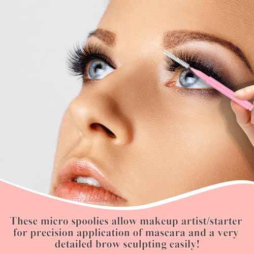 120 Pcs Micro EyeBrow Lash Brush with Cap - Professional Beauty Mini Spoolies for Makeup, Thuya Brow Lamination and Travel - Perfect for Makeup Artists, Beauty Lovers, and Gifting (Pink)