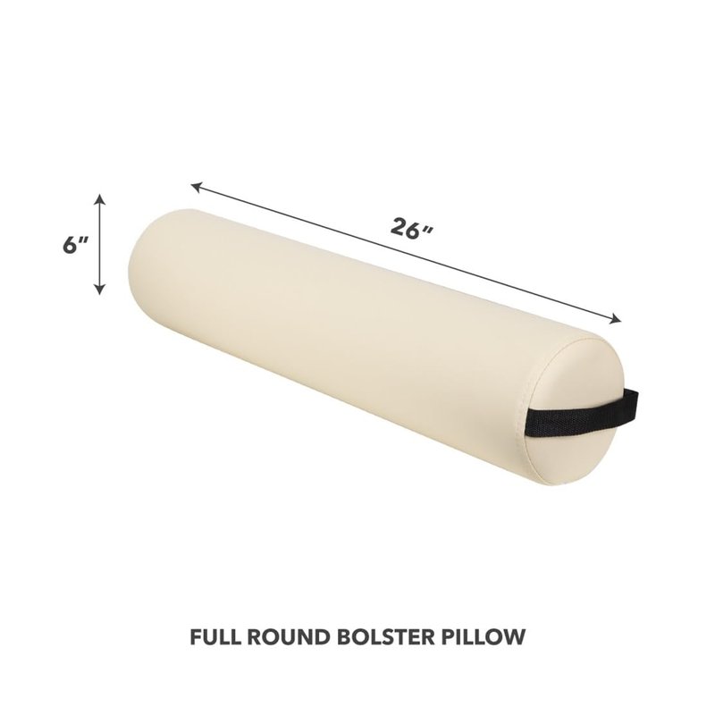 ForPro Full Round Bolster Pillow - Crème Oil and Stain-Resistant Massage and Yoga Support | 6” R x 26” L
