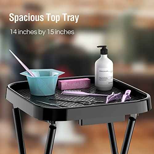 Folding Salon Tray, Salon Trolley, Salon Cart Tattoo Rolling Tray Station-Black