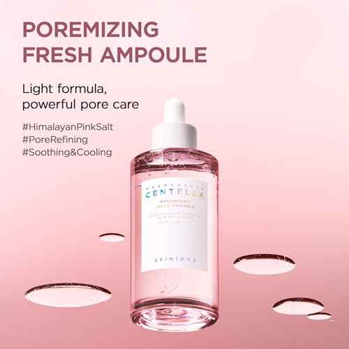 SKIN1004 Centella Poremizing Fresh Ampoule 1.69 fl.oz(50ml) Korean Pink Serum for Enlarged Pores Minimizing with Madagascar Centella and Himalayan Pink Salt, Hydrating Facial Serum, Korean Skincare