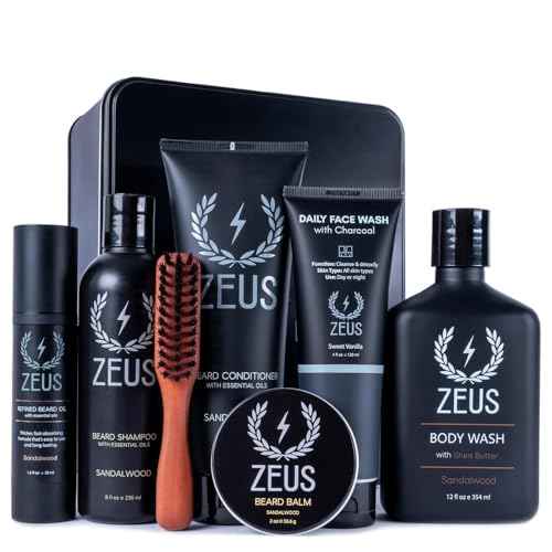 ZEUS Ultimate Beard & Body Care Kit for Men - Premium Grooming Gift Set with Skin & Beard Care Essentials, Perfect Holiday Gift for Him