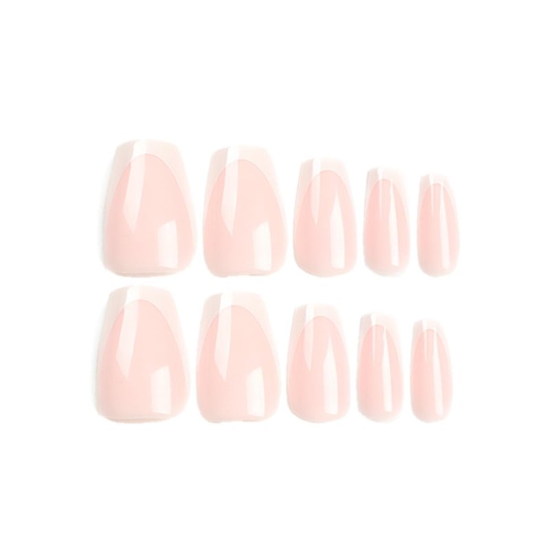 Medium Square Press-On Nails - Classic White V-Tip French Manicure | Glue-Free Acrylic with Adhesive Tabs (24 Pcs)