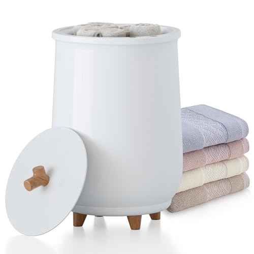 EUHOMY Towel Heating Bucket, 20L Large Towel Heating Bucket for Spa, Automatic Shutdown, Adjustable Temperature and Timing, Quick and Even Heating, Hot Towel Heating Bucket with Fragrance Tray, White