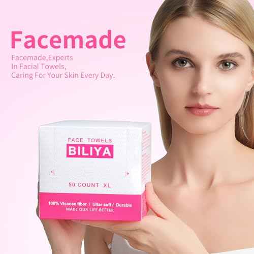 Disposable Face Towels, Plant-Based Biodegradable Viscose, Lint-Free Dual Texture, Ultra Soft, For Sensitive Skin, 50 Count