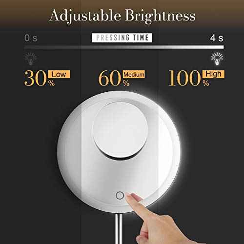 Miusco Makeup Mirror 9" Vanity Mirror with Lights, 5X & 10X Magnification - Front/Back Magnetic Design, Rechargeable & Cordless, Touch Dimming, 90¡Æ Adjustable Angle, Metal Frame, Includes USB Cable