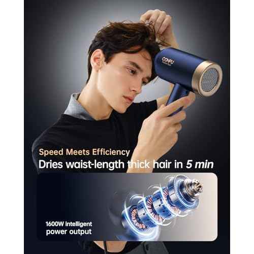 Hair Dryers for Women, CONFU Hair Dryer with Diffuser, Blow Dryers for Men, Hairdryer with Diffuser Attachment, Portable Lightweight Fast Drying Negative Ion Hairdryer for Home