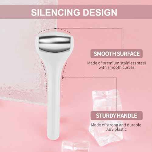 MAANGE Ice Roller For Face & Eye Roller for Puffiness,Stainless Steel Facial Roller Ice Face Roller Mini Roller Set (white 2 pcs)