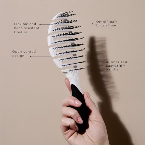 LolaVie x Wet Brush Custom Pro Flex Dry, White - 2 Pack - Detangle & Brush Wet or Dry Hair - Open-Vented Design, Heat-Resistant Bristles, EasyGrip Design - Cuts Drying Time
