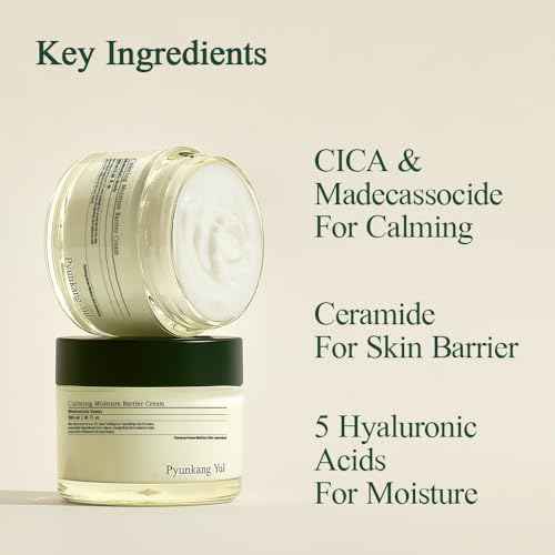 Pyunkang Yul PKY Calming Moisture Barrier Cream Instantly Soothes Sensitive Skin, Hyaluronic Acid & Ceramide for Hydration, Vegan, Korean Skincare (3.38 Fl. Oz, 100ml)