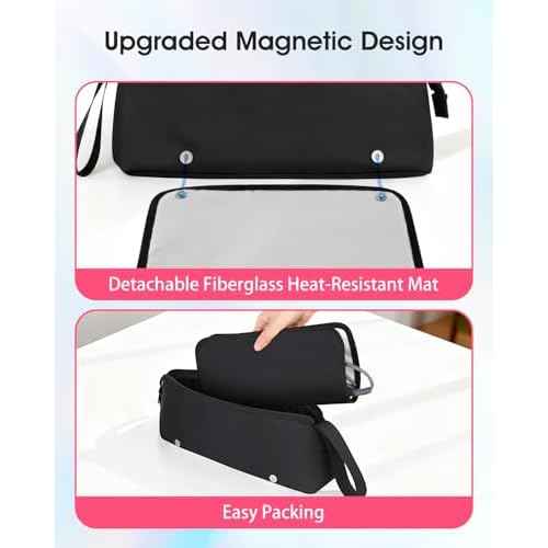 Hair Tools Travel Bag with Heat-Resistant Mat, Large Capacity Organizer for Curling Iron, Flat Iron, Blow Dryer & Hair Accessories, Portable Travel Case for Styling Tools (Midnight)