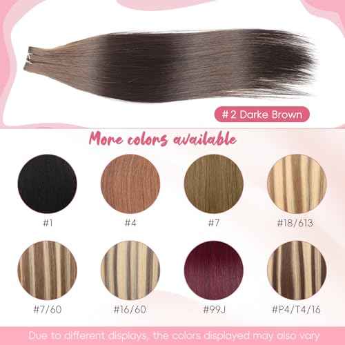Invisible Tape in Hair Extensions Human hair 100% Remy Human Hair 2#-Darke Brown Natural Hair Extensions 16inch 20PCS/50G/Pack Invisible Tape in Extensions Straight