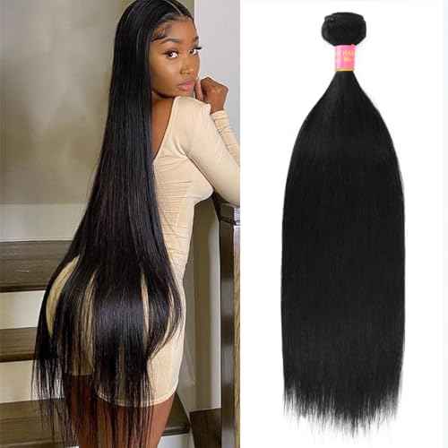 30 Inch One Bundle Human Hair Straight 12A 100% Unprocessed Brazilian Virgin Human Hair Bundles Weave Straight Hair Extension Natural Black