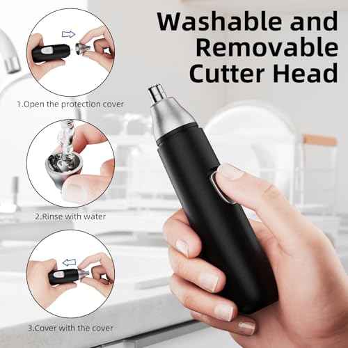 Nose Hair Trimmer Professional Painless Eyebrow Trimmer Powerful Motor and Dual-Edge Blades for Smoother Cutting (Black)