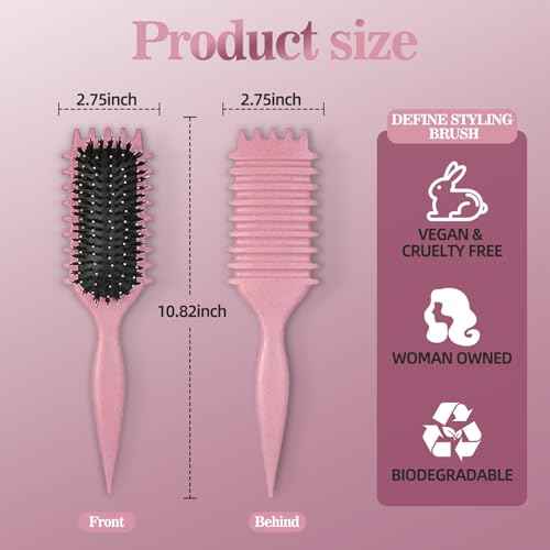Curly Hair Brush Detangling and Curl Defining Brush Reduces Pulling Enhances Curl Separation Ergonomic Design for All Hair Types By Candybrush Pink (Pink)