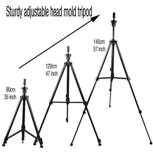 Mannequin Head Stand, 57 Inch Adjustable Wig Stand Tripod Metal Upgrade Foldable Wig Tripod Stand for Cosmetology Hairdressing Training
