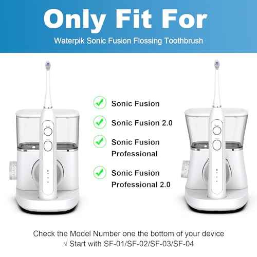 Replacement Brush Heads for WaterPik Sonic-Fusion 2.0 Flossing Toothbrush (SF-03/SF-04) and Sonic-Fusion Flossing Toothbrush (SF-01/SF-02),6 Count White with Covers