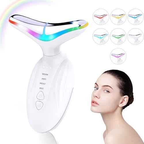 Facial and Neck Massager - SIQUER Red Light Therapy for Face, 7 in 1 Face Sculpting Tool, Multifunctional Face Lift Device for Lifting Double Chin and Skin Care, White