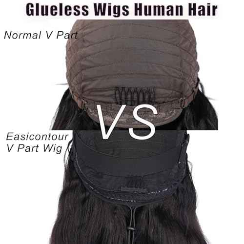 V Part Wig Human Hair Body Wave Upgrade Glueless Wigs Human Hair U part Vpart Human Hair Wig Beginner Friendly Real Hair wigs for Women 180% Density 20 Inch