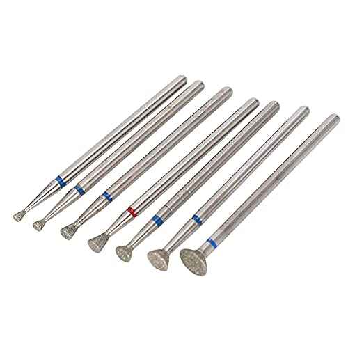 Nail Art Manicure Drill Bits Set, 7Pcs Nail Grinding Head Drill Bits, Electric Manicure Grinding Head Tool, Manicure Polishing Drill Machine Bits for Acrylic Gel Nails Cuticle Manicure Pedicure(NO.03)