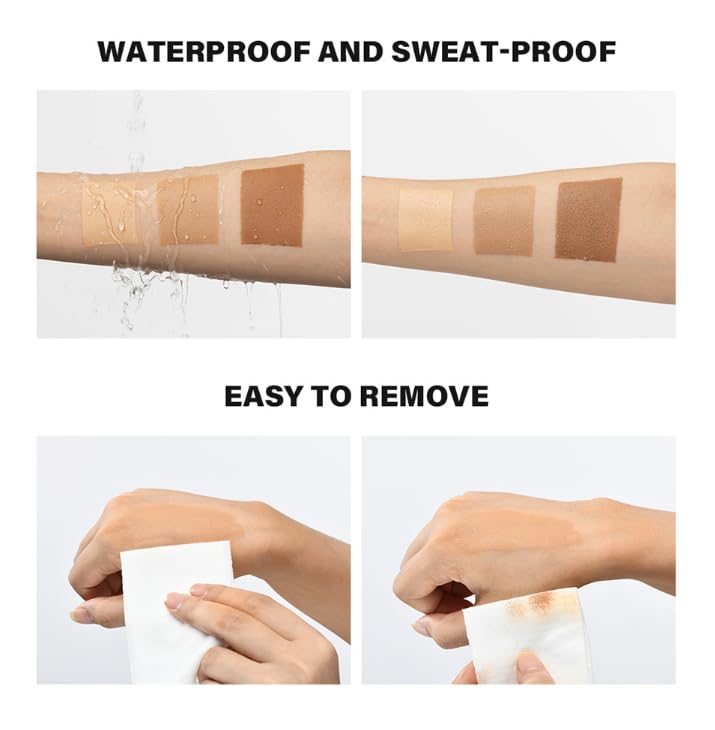 Skiennix Tattoo Cover Up Makeup - Waterproof Body Concealer for All Skin Tones | No Transfer, Brush Included, #3 Black