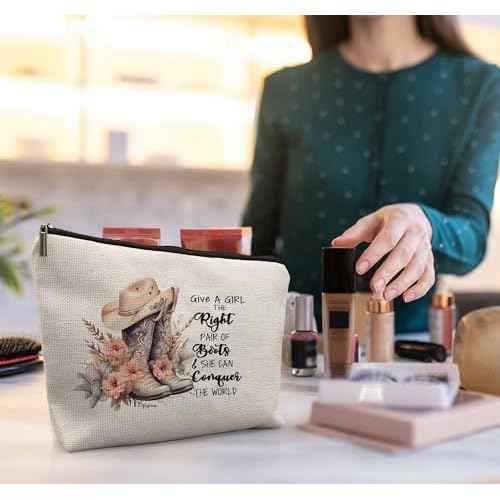 Western Makeup Bag,Cowgirl Boots Cosmetic Makeup Bag,Give A Girl The Right Boots,Cowgirl Stuff,Western Stuff For Women,Cowgirl Gifts