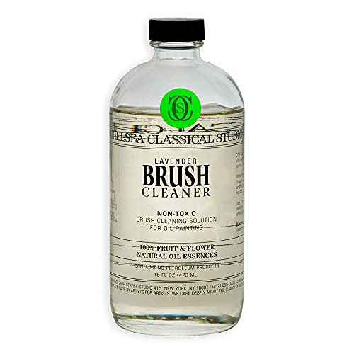 Chelsea Classical Studio Lavender Essence Brush Cleaner For Making Paintbrush Hair Subtle Maintaining Maximum Working Quality - [16 oz. Bottle]