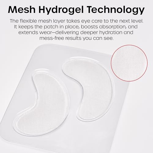 The Man Mesh Hydrogel Under Eye Patches for Men - Cooling, Hydrating & Firming Eye Masks for Dark Circles & Puffiness - Men's Anti-Aging Patches with Hyaluronic Acid, Collagen & Vitamin E. (6 Pairs)