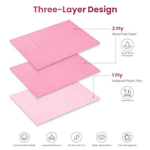 Etercycle Disposable Nail Mats - 50Pcs Fordable Nail Art Table Mats for Table Acrylic Nail Practice Sheet, 3 Ply Waterproof 13" X 18" Clean Pads Nail Art Accessories (Pink)