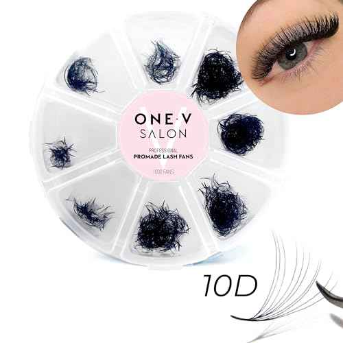 One V Salon Pro 10D Promade Loose Fans, 1000 Premade Mega Volume Lash Fans | D Curl | 0.05 mm | 8?15 mm Mixed Lengths | Thin Base, Hand-Crafted Eyelash Extensions(10D-0.05-D-Curl)