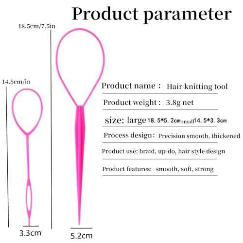 Aigee 6pcs Topsy Tail and Hair Loop Styling Tool Set - Ponytail Makers, French Braid Loops in Large and Small, Hair Pull Through Tools (Pink, Blue, Purple) for Women and Girls