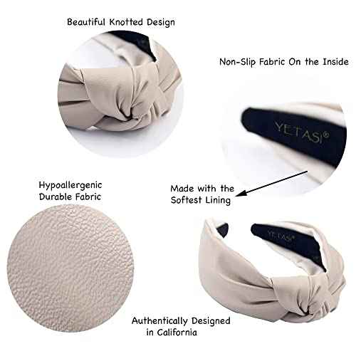 Ivory Warm Stylish Cream Headbands for Women Leather Knotted Headband is a Fashion Head band. Wearable All Day, Beige Headbands for Girls are Top Knot Fashion Designer for Womens Hair