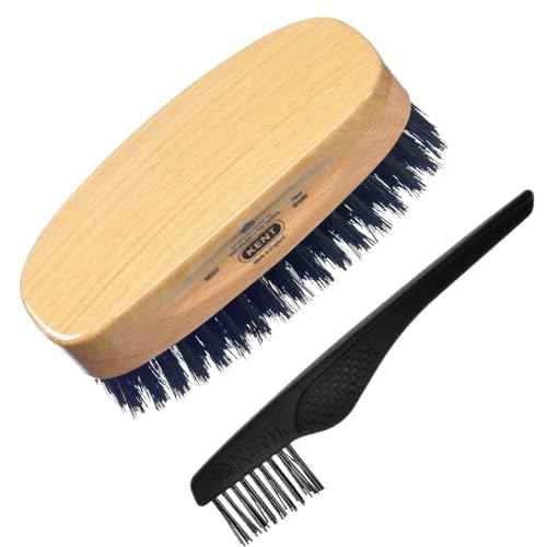 Kent MS23 Finest Men's Rectangular 100% Natural Satinwood & Beechwood Military Hair Brush with Medium Black Bristle for Mens Grooming, Scalp Brush, 360 Wave, and Beard Straightener