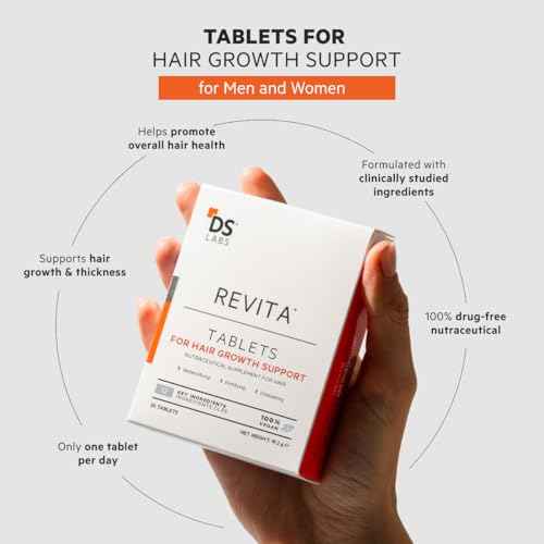 DS Labs Revita Hair Density Support Tablets - Daily Hair Wellness Supplement with Biotin, Zinc, Iron, Vitamin D, Magnesium & Melatonin, for Men & Women, 60 Tablets
