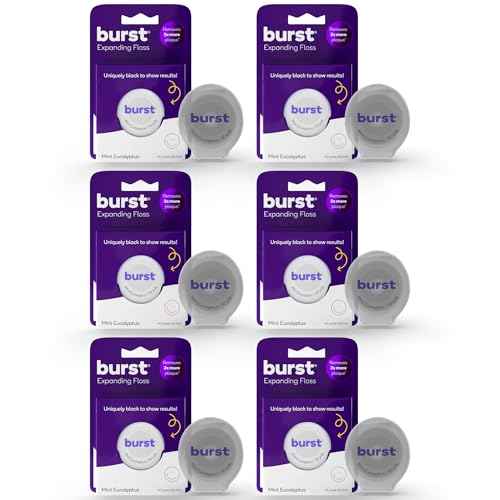 BURST Expanding Dental Floss (Mint Eucalyptus/240 Yards) | Stain Absorbing & Woven Teeth Floss with Xylitol Coating to Fight Cavities | Vegan | Paraben Free Expanding Floss