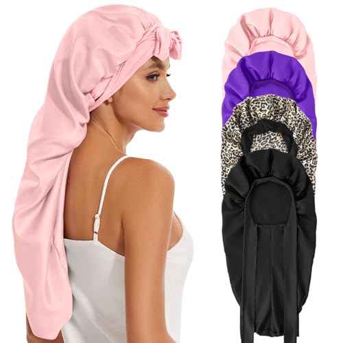 Silk Long Bonnet for Braids & Curly Hair, Silk Satin Bonnet for Sleeping, Extra Large Bonnets for Women Braid
