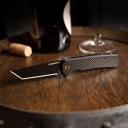 OUTDOOR EDGE Razor VX5 ? 3" Replaceable Blade Folding Pocket Knife ? Black Tanto Blade with Ceramic Ball Bearings ? Carbon Fiber Over G10 Handle ? EDC, Outdoor, Camping & Survival Utility Knife