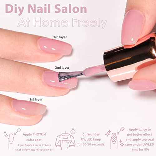 Jelly Nude Gel Nail Polish Set, 10Pcs Sheer Milky White Pink Transparent Gel Polish Kit UV LED Nail Gel Polish Colors Varnish Nail Art DIY Salon 7ML