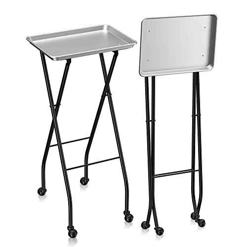 Aluminum Foldaway Folding Service Tray on Wheels